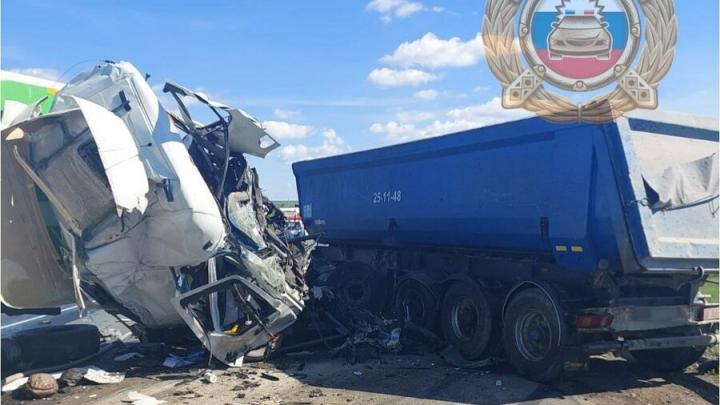 Автокатастрофа с тремя грузовиками на саратовской трассе: двое водителей погибли