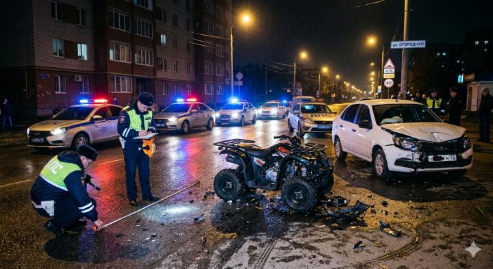 Ночная трагедия в Саратове: женщина на квадроцикле насмерть разбилась в столкновении с «Грантой»