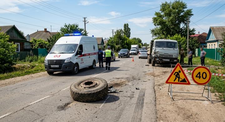 Внезапный удар оторвавшегося колеса грузовика отправил саратовца в больницу